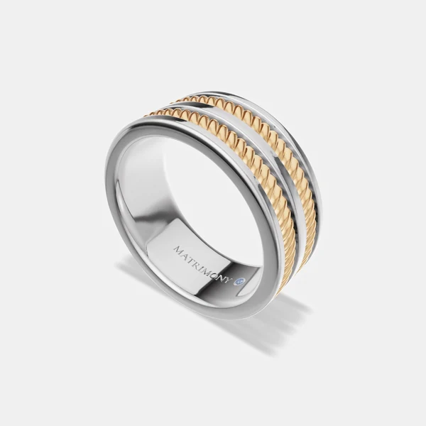 Argolla de él: Irene, oro blanco 9k