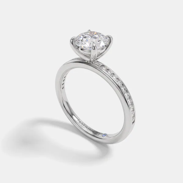 Verónica · canal, anillo de compromiso oro blanco 9k · circonia 1.0 ct