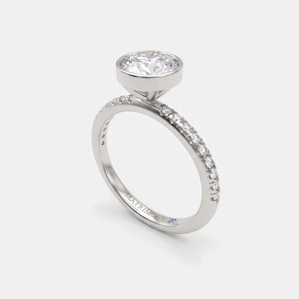 Verónica · uñas · bisel, anillo de compromiso oro blanco 9k · circonia 1.0 ct
