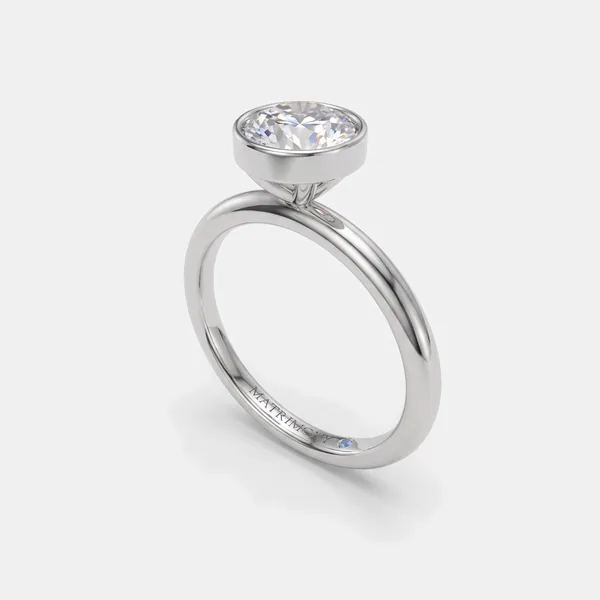 Verónica · bisel, anillo de compromiso oro blanco 9k · circonia 1.0 ct